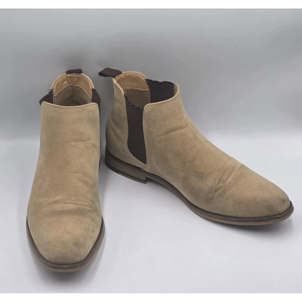 Harrison Myles Beige Mens Classic Scott Chelsea Boots Shoes Size 11 B-1852 Suede